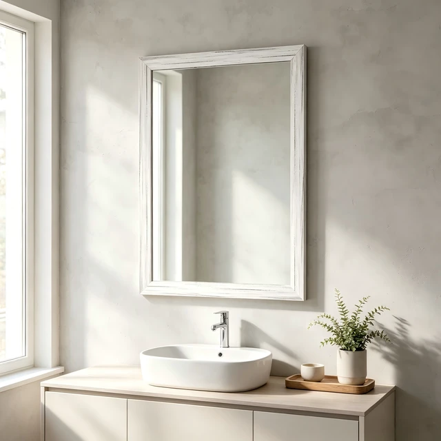 Alt view image 2 of 5 - 20 Rectangle Effect Wall-Mounted Mirror, White, Glass
