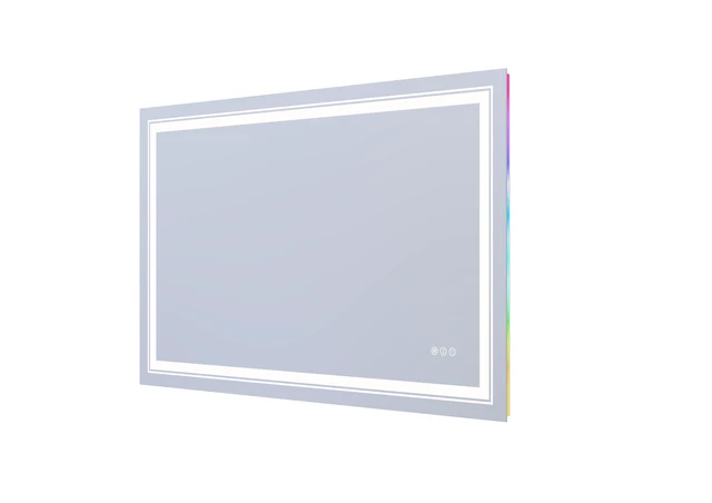 Alt view image 3 of 5 - 48 30 in LED RGB Mirror with RGB Lighting, Defogger and Dimmable Color Temperature Frameless Design ETL Listed, Silver