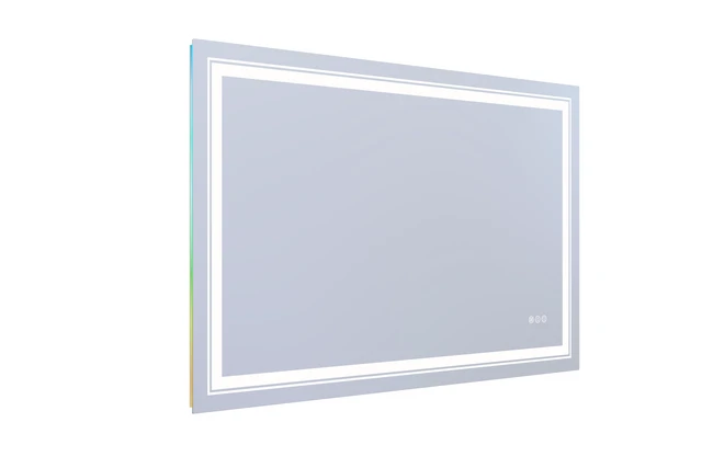 Alt view image 2 of 5 - 48 30 in LED RGB Mirror with RGB Lighting, Defogger and Dimmable Color Temperature Frameless Design ETL Listed, Silver