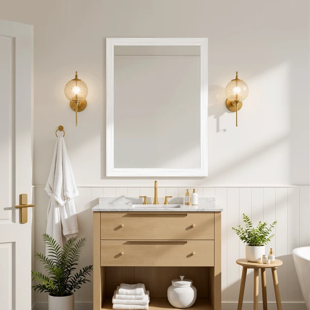 Alt view image 4 of 5 - 22 Rectangle Effect Wall-Mounted Mirror, White, Glass