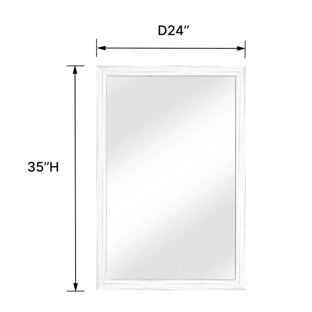 Alt view image 3 of 5 - 24 Rectangle Effect Wall-Mounted Mirror, White, Glass