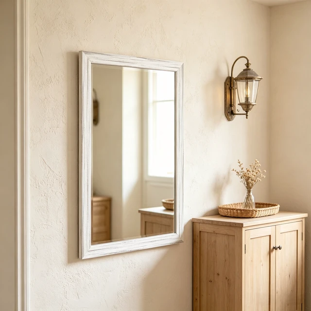 Alt view image 5 of 5 - 22 Rectangle Effect Wall-Mounted Mirror, White, Glass