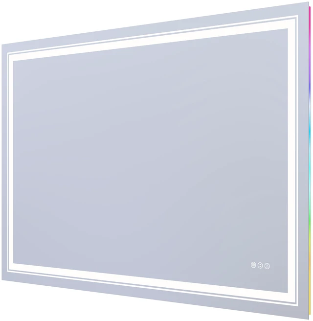 Alt view image 2 of 5 - 55 36 in LED RGB Mirror with RGB Lighting, Defogger and Dimmable Color Temperature Frameless Design ETL Listed, Silver
