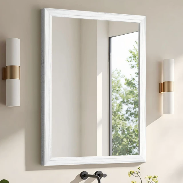Alt view image 2 of 5 - 24 Rectangle Effect Wall-Mounted Mirror, White, Glass