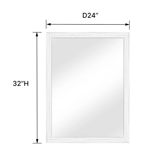 Alt view image 3 of 5 - 24 Rectangle Effect Wall-Mounted Mirror, White, Glass