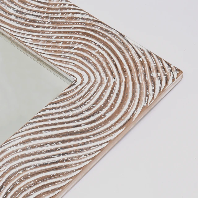 Alt view image 5 of 6 - Solid Handcarved Rectangle Mirror Inchx, Antique White, Wood and Glass, Wall Mirrors