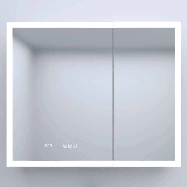 Alt view image 7 of 7 - 36 in 30 in Rectangular Aluminum Recessed Surface Mount Medicine Cabinet with Mirror LED and Clock, Silver