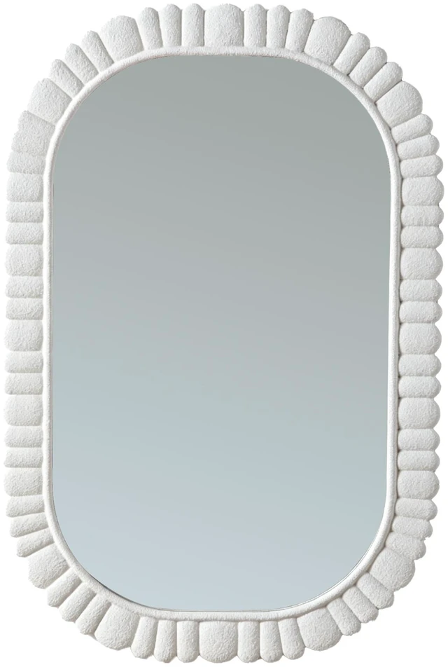 Alt view image 6 of 7 - Inch Oval Scalloped Wall Mirror, Textured MDF Framed Vanity Mirror Wabi Sabi Petal Frame Decorative Wall Vertical Mount