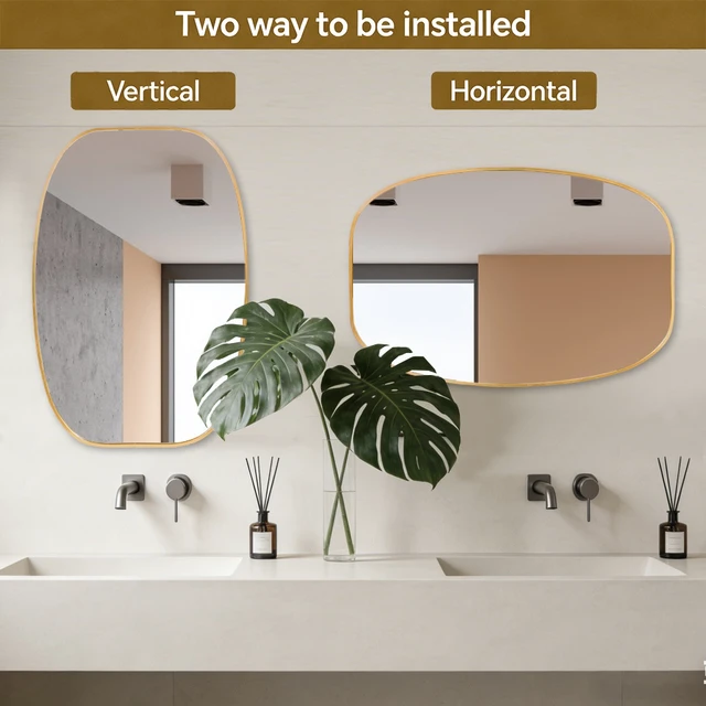 Alt view image 6 of 7 - 24 36 in Gold Metal Framed Oval Vanity Bathrrom Mirror for Wall, Aluminium and Tempered Glass, Mirrors