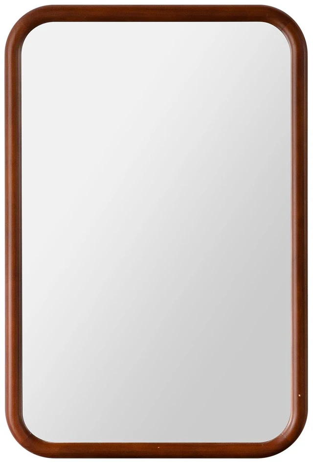 Alt view image 7 of 7 - Rounded Rectangle Wall Mirror 23.23 35.43 Inch, Solid Wood Frame Hanging Mirror with Wood Finish Decor for Living