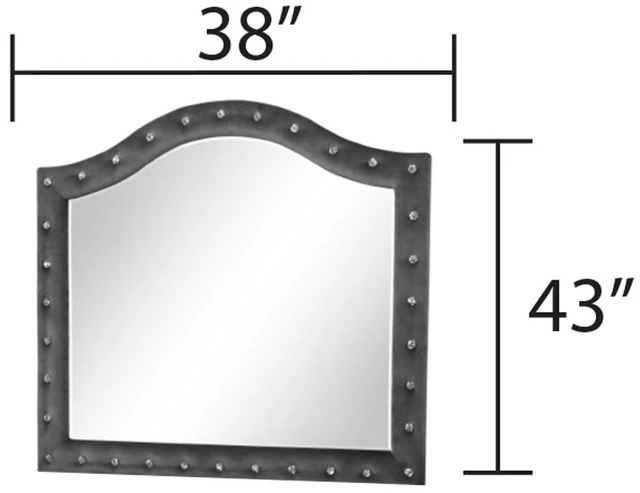 Alt view image 2 of 5 - Crystal Tufted Upholstery Mirror Finished with Velvet Fabric Made with in Includes Mirror Only, Gray, Wood, Vanity