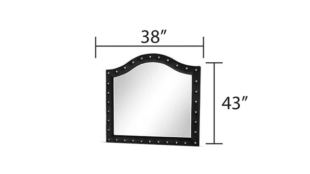 Alt view image 2 of 5 - Crystal Tufted Upholstery Mirror Includes Mirror Only Made with in Same Inventory, Black, Wood, Vanity Dresser