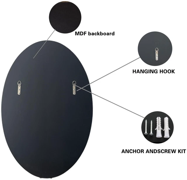 Alt view image 5 of 7 - Handcrafted Oval Crushed Diamond Wall Mirror, High Scenario Decor Mirror, Black, MDF and Glass