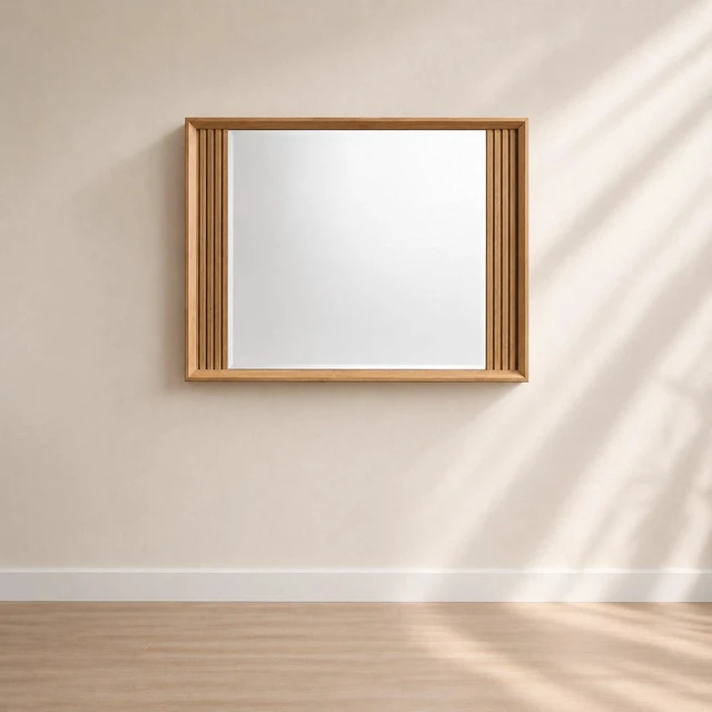 Main image of Mirror with 4 mm Glass, Framed Design and Natural Finish for Dresser Matching Dresser Not Included, Natural, Wood