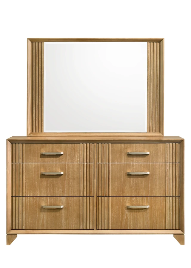 Alt view image 6 of 7 - Mirror with 4 mm Glass, Framed Design and Natural Finish for Dresser Matching Dresser Not Included, Natural, Wood