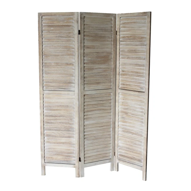 Alt view image 2 of 5 - Shutter 3 Panel Wooden Divider, Foldable Lightweight Separator, Natural, Solid Wood, Privacy Screens
