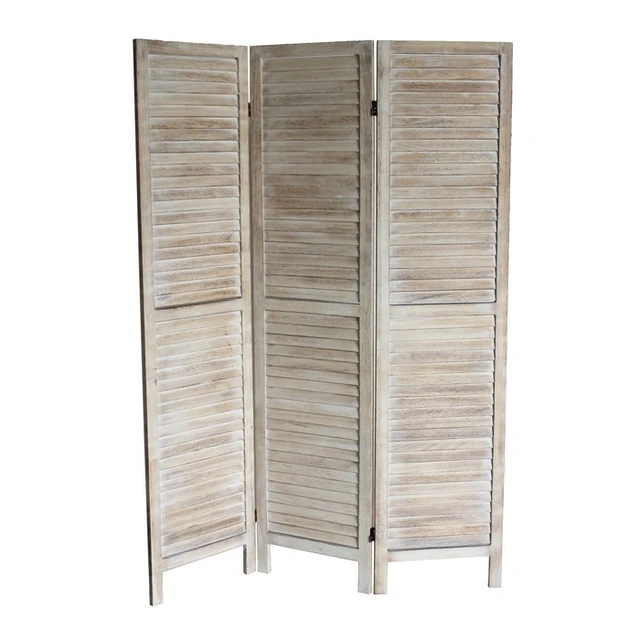 Alt view image 3 of 5 - Shutter 3 Panel Wooden Divider, Foldable Lightweight Separator, Natural, Solid Wood, Privacy Screens