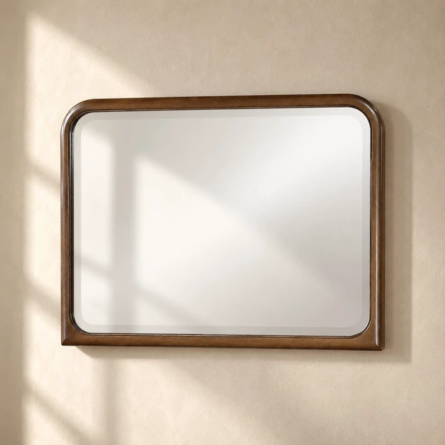 Main image of Oak Mirror, Brown Oak, MDF and Solid Wood, Vanity Dresser Mirrors
