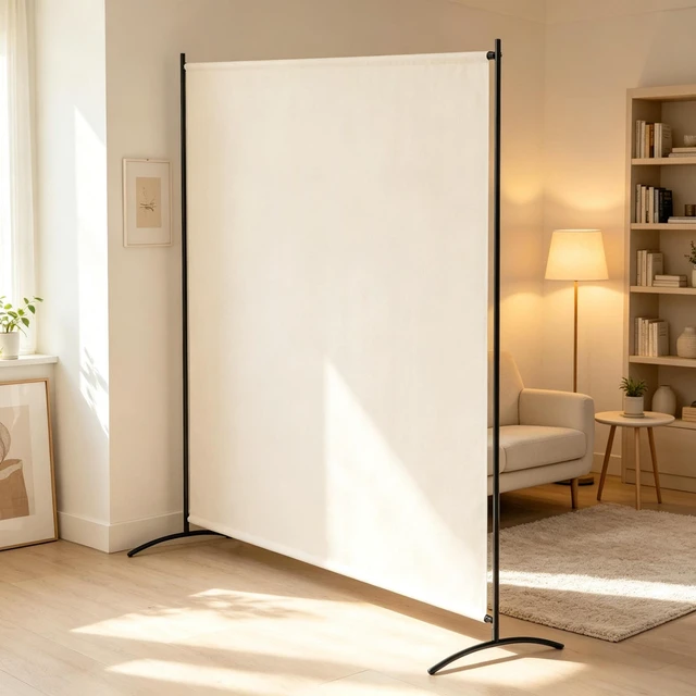 Main image of Freestanding Outdoor Privacy Screen, Protection Divider, Beige, Polyester and Steel