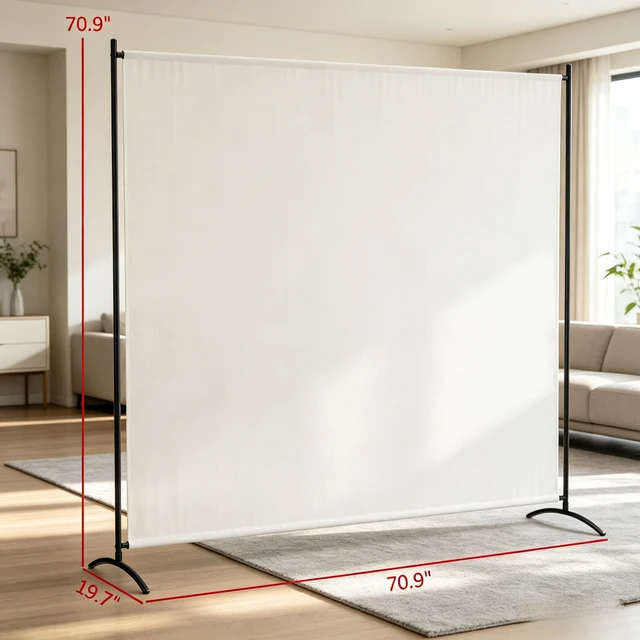 Alt view image 4 of 7 - Freestanding Outdoor Privacy Screen, Protection Divider, Beige, Polyester and Steel