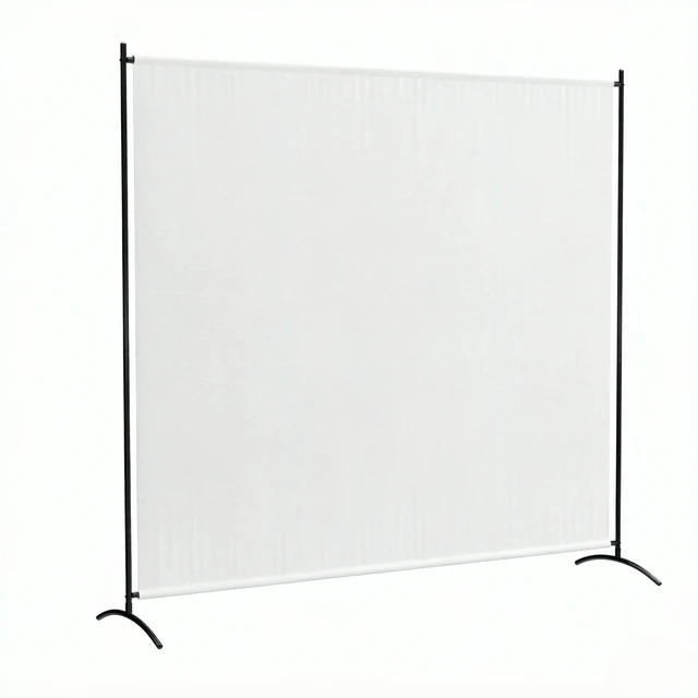 Alt view image 5 of 7 - Freestanding Outdoor Privacy Screen, Protection Divider, Beige, Polyester and Steel