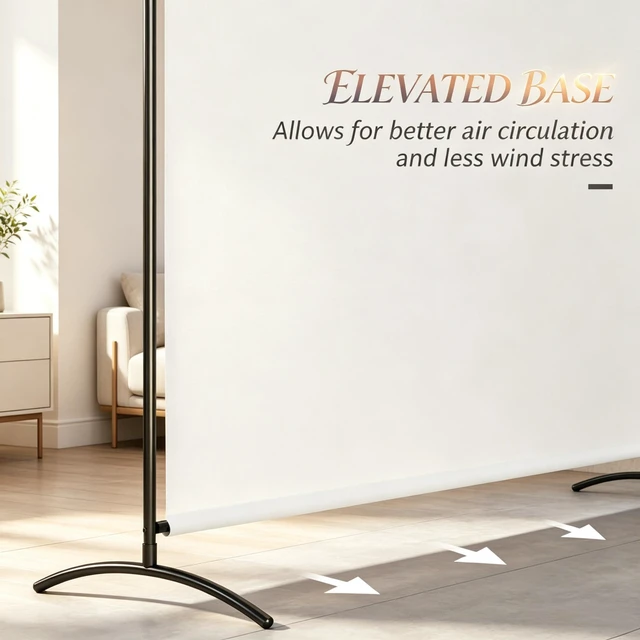 Alt view image 6 of 7 - Freestanding Outdoor Privacy Screen, Protection Divider, Beige, Polyester and Steel