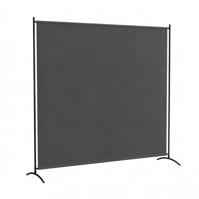 Alt view image 6 of 7 - Freestanding Outdoor Privacy Screen, Protection Divider, Dark Gray, Polyester and Steel