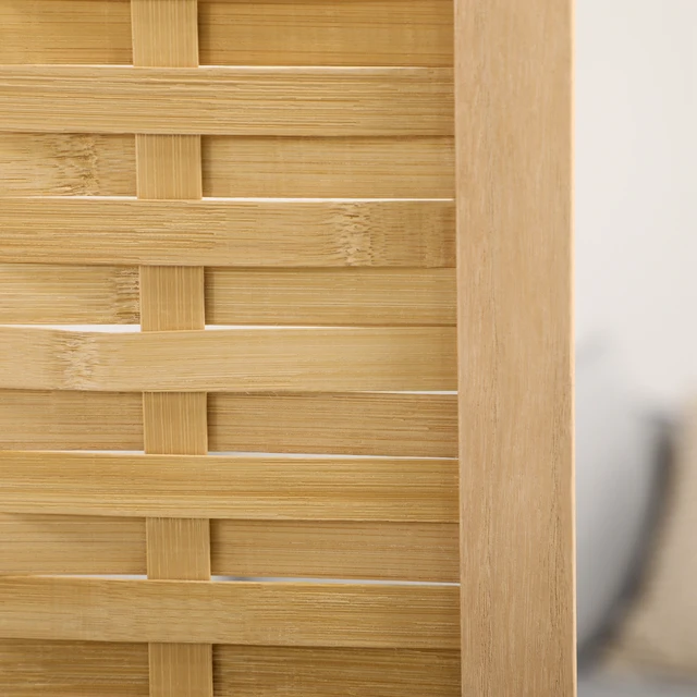 Alt view image 2 of 7 - 3 Panel Divider, Tall Bamboo Portable Folding Privacy Screens Hand Woven Double Side Partition Wall Dividers, Natural