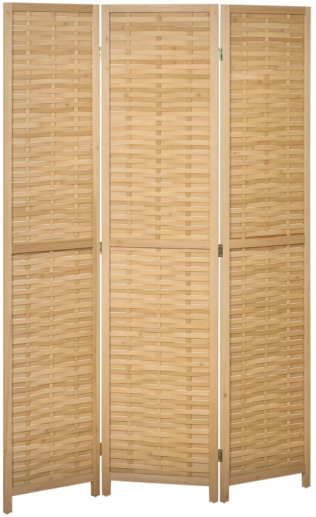 Main image of 3 Panel Divider, Tall Bamboo Portable Folding Privacy Screens Hand Woven Double Side Partition Wall Dividers, Natural