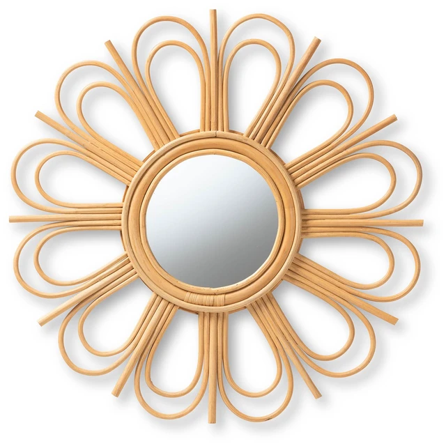 Main image of Bohemian Rattan Accent Wall Mirror, Brown