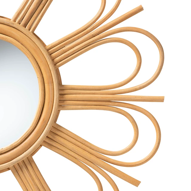 Alt view image 2 of 5 - Bohemian Rattan Accent Wall Mirror, Brown