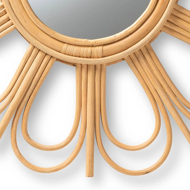 Alt view image 4 of 5 - Bohemian Rattan Accent Wall Mirror, Brown