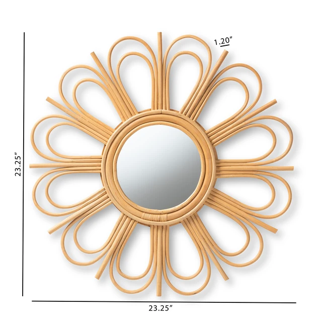 Alt view image 5 of 5 - Bohemian Rattan Accent Wall Mirror, Brown