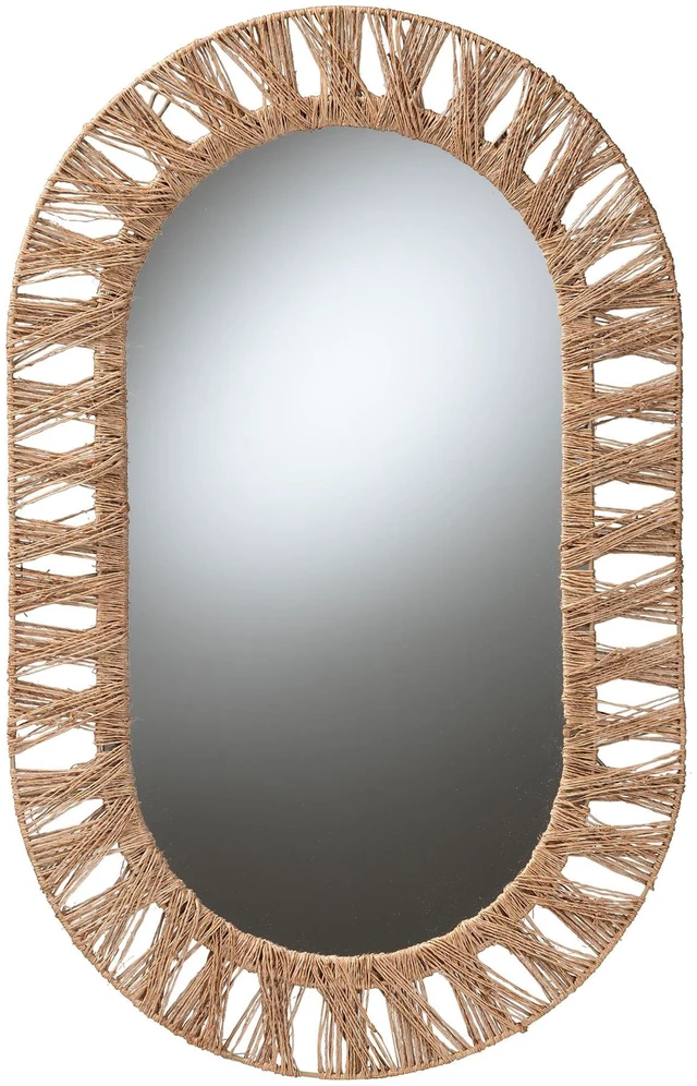 Main image of Bohemian Metal and Seagrass Accent Wall Mirror, Brown, Jute