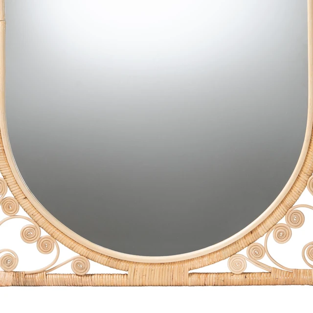 Alt view image 3 of 5 - Bohemian Rattan Accent Wall Mirror, Brown