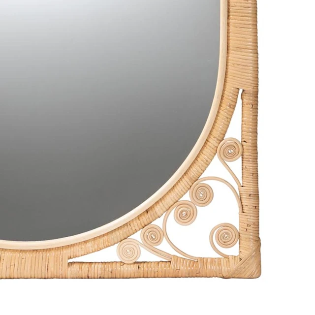 Alt view image 4 of 5 - Bohemian Rattan Accent Wall Mirror, Brown