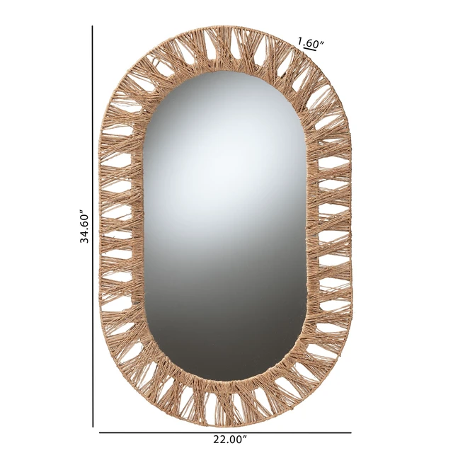 Alt view image 5 of 5 - Bohemian Metal and Seagrass Accent Wall Mirror, Brown, Jute