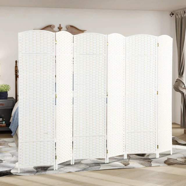 Alt view image 2 of 7 - Divider, 6 Panel Folding Privacy Screen Tall Freestanding Wall Partition, White, Cast Lron