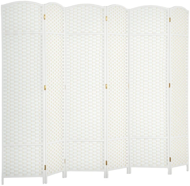 Main image of Divider, 6 Panel Folding Privacy Screen Tall Freestanding Wall Partition, White, Cast Lron