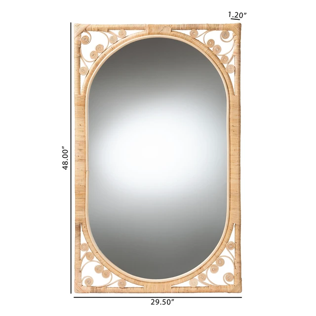 Alt view image 5 of 5 - Bohemian Rattan Accent Wall Mirror, Brown