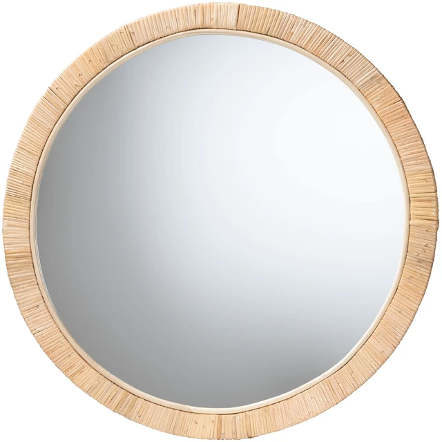 Main image of Bohemian and Rattan Round Mirror, Brown, Wood, Wall Mirrors