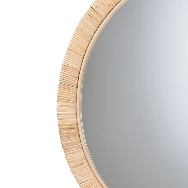 Alt view image 3 of 5 - Bohemian and Rattan Round Mirror, Brown, Wood, Wall Mirrors