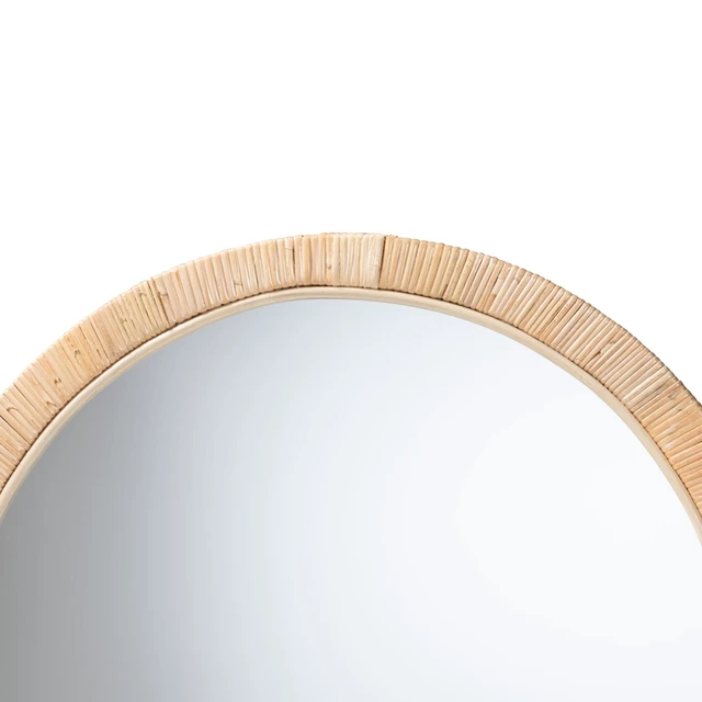 Alt view image 4 of 5 - Bohemian and Rattan Round Mirror, Brown, Wood, Wall Mirrors