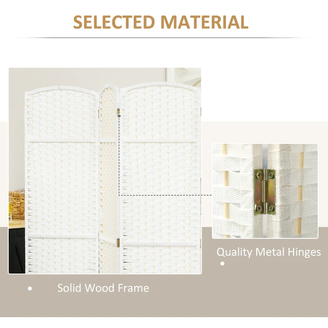 Alt view image 4 of 7 - Divider, 6 Panel Folding Privacy Screen Tall Freestanding Wall Partition, White, Cast Lron