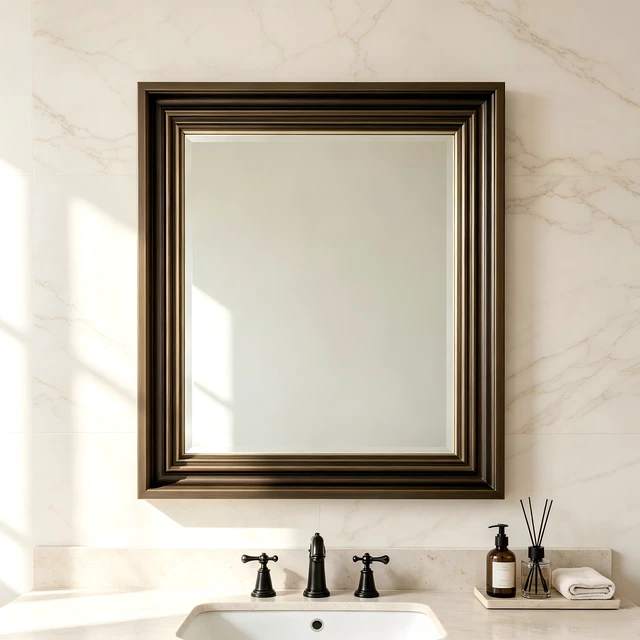 Alt view image 6 of 6 - 16 Rectangle Retro Effect Wall-Mounted Mirror, Copper, Glass