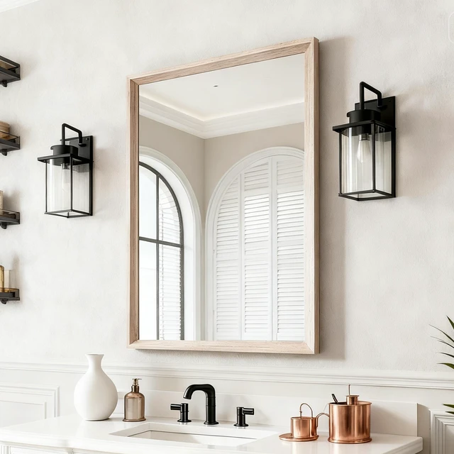 Main image of 16 Rectangle Effect Wall-Mounted Mirror, Wood, Glass