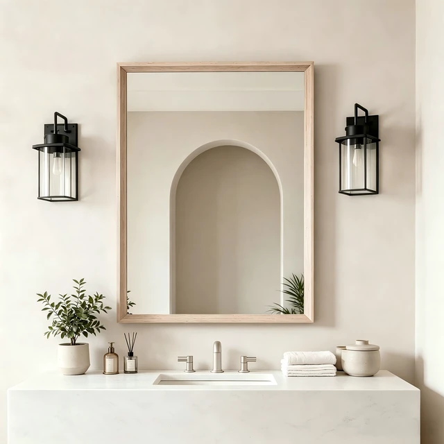 Alt view image 4 of 5 - 16 Rectangle Effect Wall-Mounted Mirror, Wood, Glass