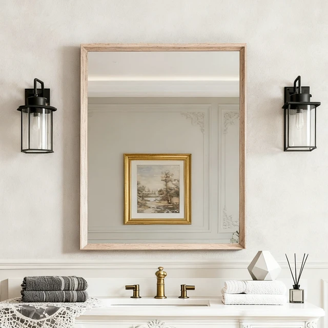 Alt view image 5 of 5 - 16 Rectangle Effect Wall-Mounted Mirror, Wood, Glass
