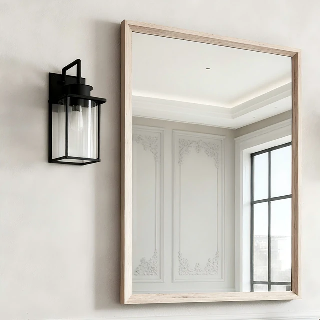 Alt view image 4 of 5 - 20 Rectangle Effect Wall-Mounted Mirror, Wood, Glass