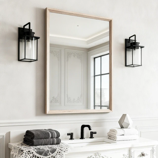 Main image of 20 Rectangle Effect Wall-Mounted Mirror, Wood, Glass